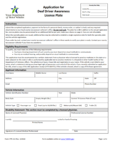 VTR-215 - Application for Deaf Driver Awareness Specialty License Plate Page 1