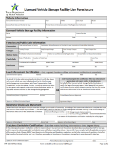VTR-265-VSF - License Vehicle Storage Facility Lien Foreclosure Page 1