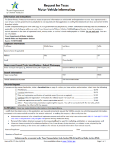 VTR-275 - Request for Texas Motor Vehicle Information Page 1