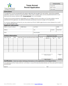VTR-29 - Texas Annual Permit Application Page 1