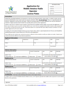 VTR-53 - Application for Mobile Amateur Radio Operator License Plates page 1