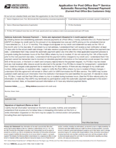 PS Form 1093-A - Application for Post Office Box™ Service Automatic Recurring Renewal Payment