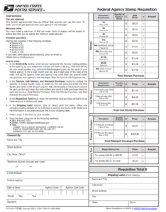 PS Form 17-G - Federal Agency Stamp Requisition