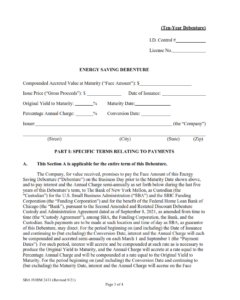 SBA Form 2433 - 10 Yr Energy Saving Debenture Certification Page 1