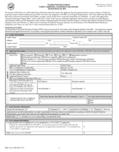 SBA Form 2484-SD - PPP Second Draw Lender Application Form Page 1
