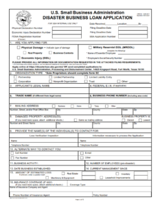 SBA Form 5 - Disaster Business Loan Application Page 1