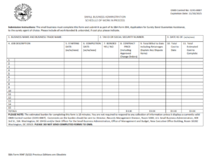 SBA Form 994F - Schedule of Work in Process