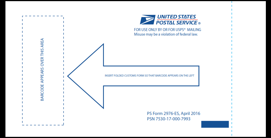PS Form 2976-ES - Small Customs Form Envelope - Reference Only: Order from MDC using PSN 7530-17-000-7993