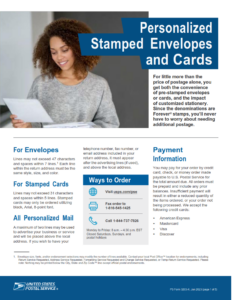 PS Form 3203-X - Personalized Stamped Envelopes and Cards Page 1