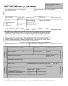 PS Form 3587 - Every Door Direct Mail (EDDM) Retail Page 1