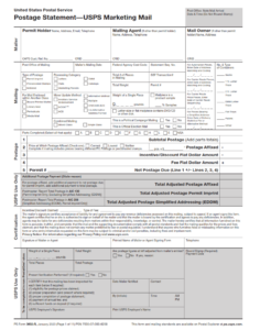 PS Form 3602-R - Postage Statement — USPS Marketing Mail Page 1