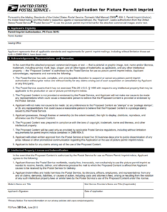 PS Form 3615-A - Application for Picture Permit Imprint Page 1