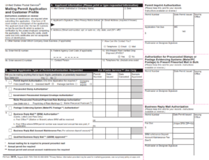 PS Form 3615 - Mailing Permit Application and Customer Profile Page 1