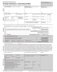 PS Form 3700 - Postage Statement - International Mail