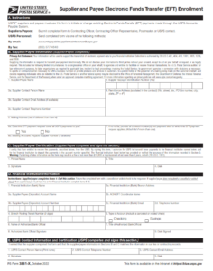PS Form 3881-X - Supplier and Payee Electronic Funds Transfer (EFT) Enrollment Page 1