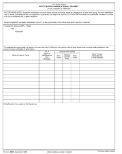 PS Form 4027 - Petition for Change in Rural Delivery Page 1