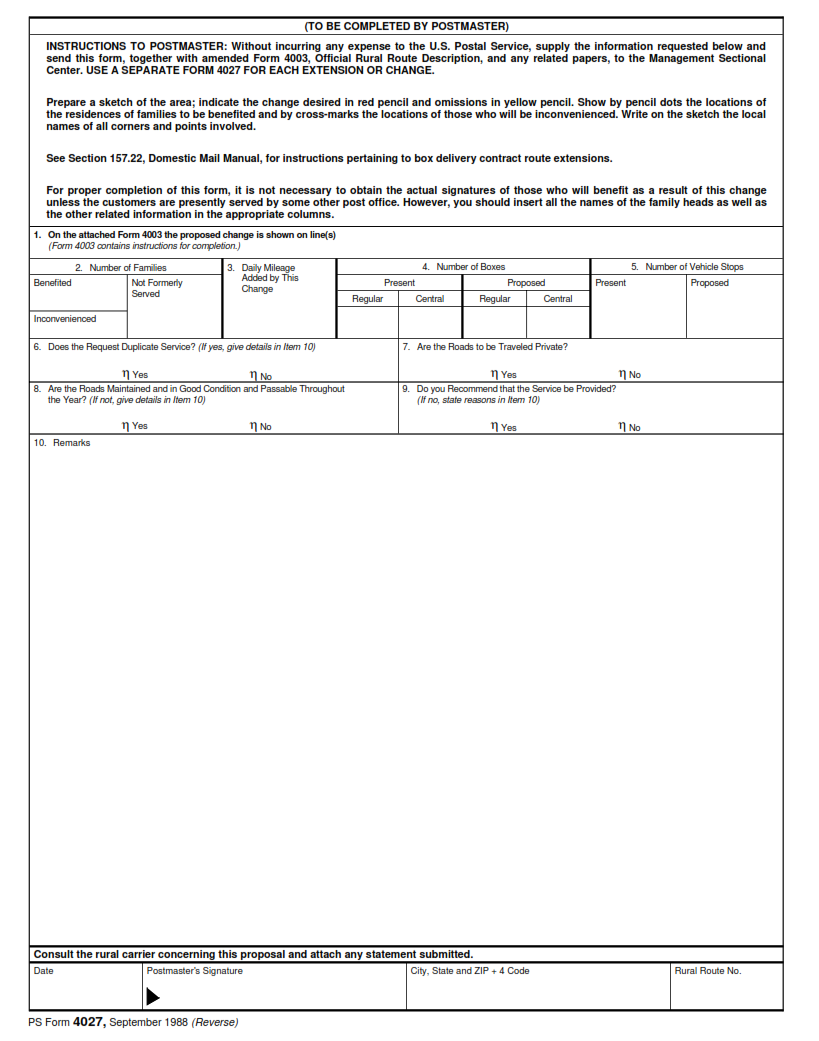 PS Form 4027 - Petition for Change in Rural Delivery Page 2