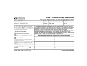 PS Form 4232 - Rural Customer Delivery Instructions Page 1