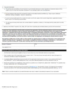 PS Form 4615 - PACT Act Application for Business or Regulatory Purposes Exception — Cigarettes and Smokeless Tobacco Page 2