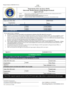 DAF Form 110 - DAF Electronic Medical Device Request Form & Approval Card Part 1