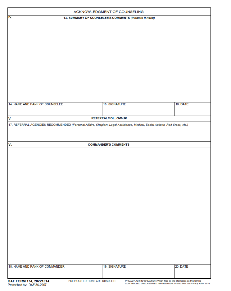 DAF Form 174 Record Of Individual Counseling Origin Form Studio DAF Form 174 Record Of Individual Counseling Origin Form Studio