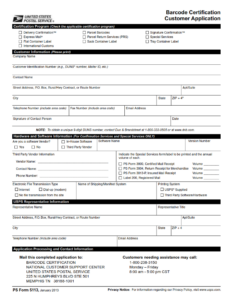 PS Form 5113 - Barcode Certification Customer Application