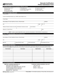 PS Form 5114 - Barcode Certification Printer Submission Form