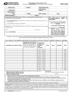 PS Form 5555-ACH - CPU (ACH) Write-In Stamp Order Form