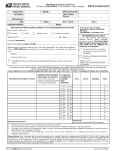 PS Form 5555-CC - CPU (Credit Card) Write-In Stamp Order Form