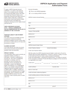 PS Form 5639 - USPSCA Application and Payment Authorization Form Part 1