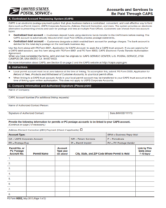 PS Form 6002 - Accounts and Services To Be Paid Through CAPS Part 1