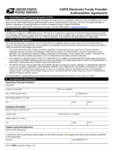 PS Form 6003 - Caps Electronic Funds Transfer Authorization Agreements Part 1