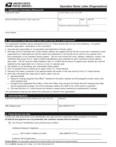 PS Form 6012 - Operation Santa Letter (Organization) Part 1