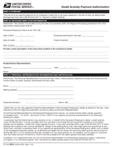 PS Form 6510 - Death Gratuity Payment Authorization Part 1
