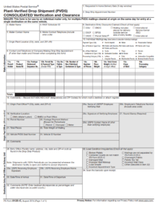 PS Form 8125-C - Plant-Verified Drop Shipment (PVDS) - Consolidated Verification and Clearance