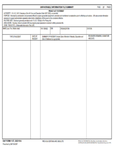DAF Form 1137 - Unfavorable Information File Summary Part 1