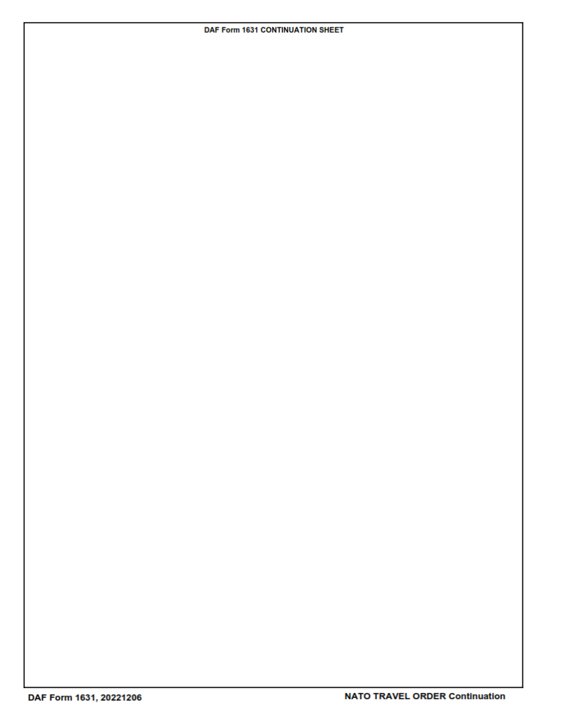 DAF Form 1631 – Nato Travel Order/Ordre De Mission Otan | Origin Form