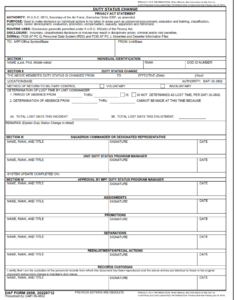 DAF Form 2098 - Duty Status Change