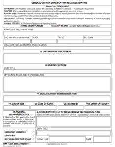 DAF Form 3559 - General Officer Qualification Recommendation