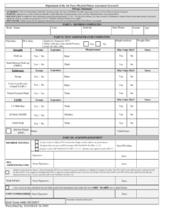 DAF Form 4446 - Department Of The Air Force Physical Fitness Assessment Scorecard Part 1