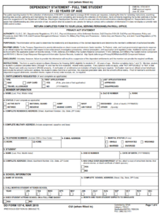 DD Form 137-6 - Dependency Statement - Full Time Student 21 - 22 Years of Age Part 1