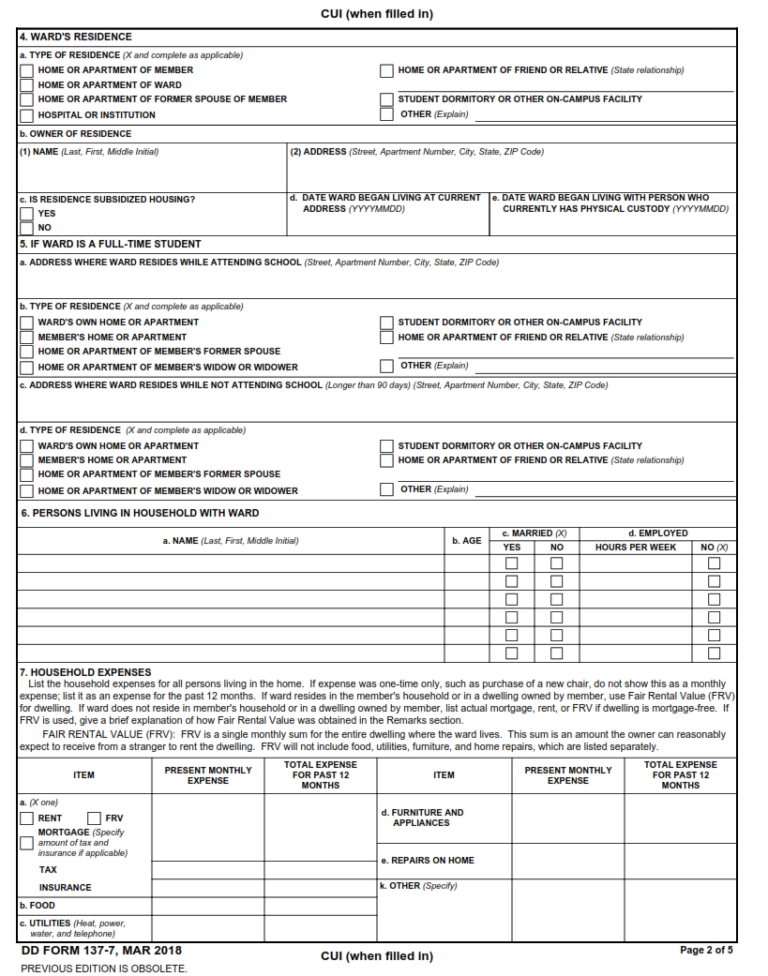 DD Form 137-7 – Parent’s Dependency Affidavit (English-Spanish ...
