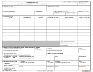 DD Form 165 - Shipment of Funds Part 1