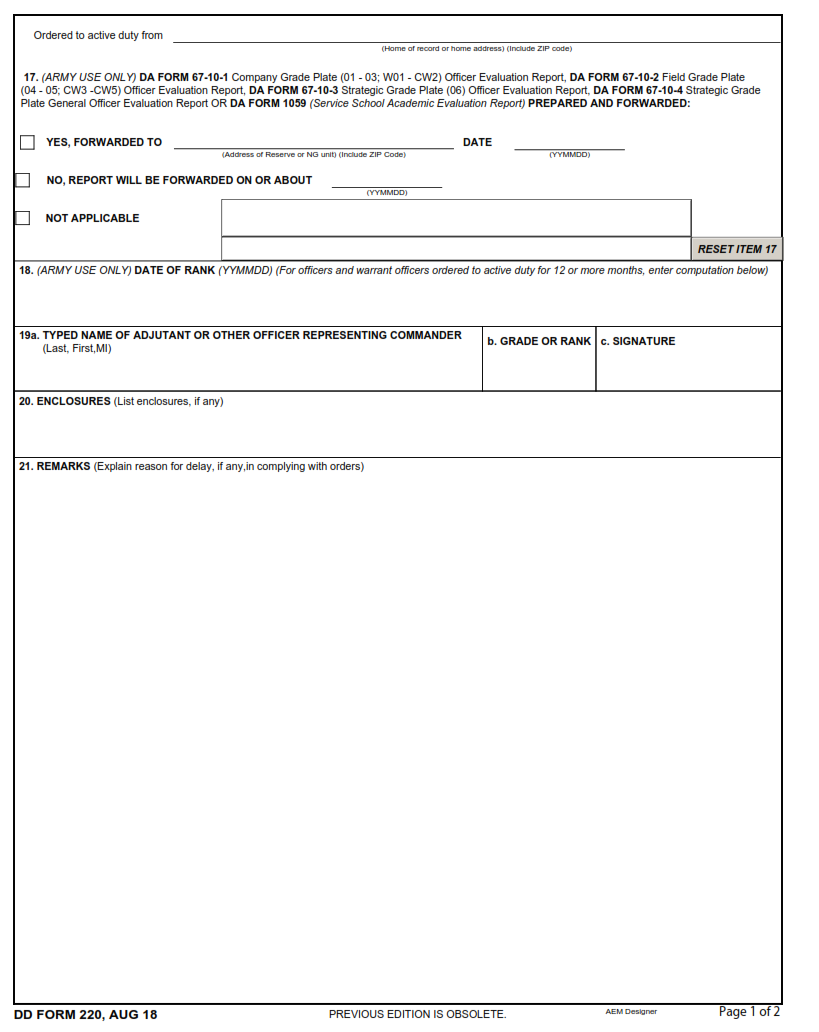 DD Form 220 - Active Duty Report Part 2