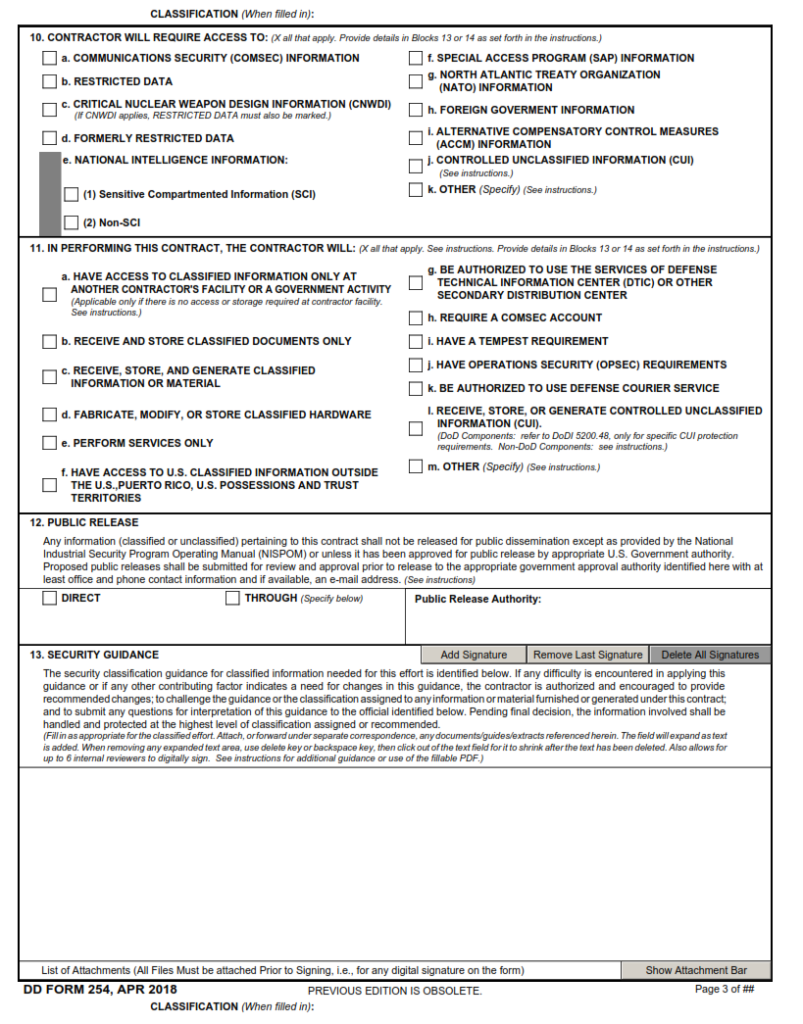 DD Form 254 – Department of Defense Contract Security Classification ...