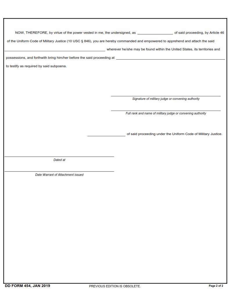 DD Form 454 - Warrant of Attachment Part 2