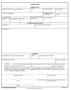 DD Form 458 - Charge Sheet