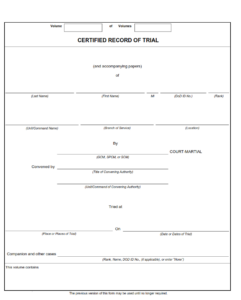 DD Form 490 - Certified Record of Trial Part 1
