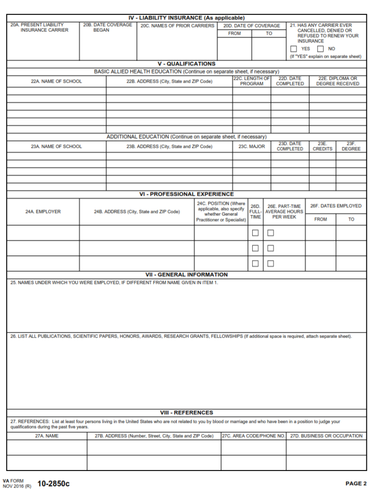 VA Form 10-2850C – Printable, Fillable in PDF | Origin Form Studio