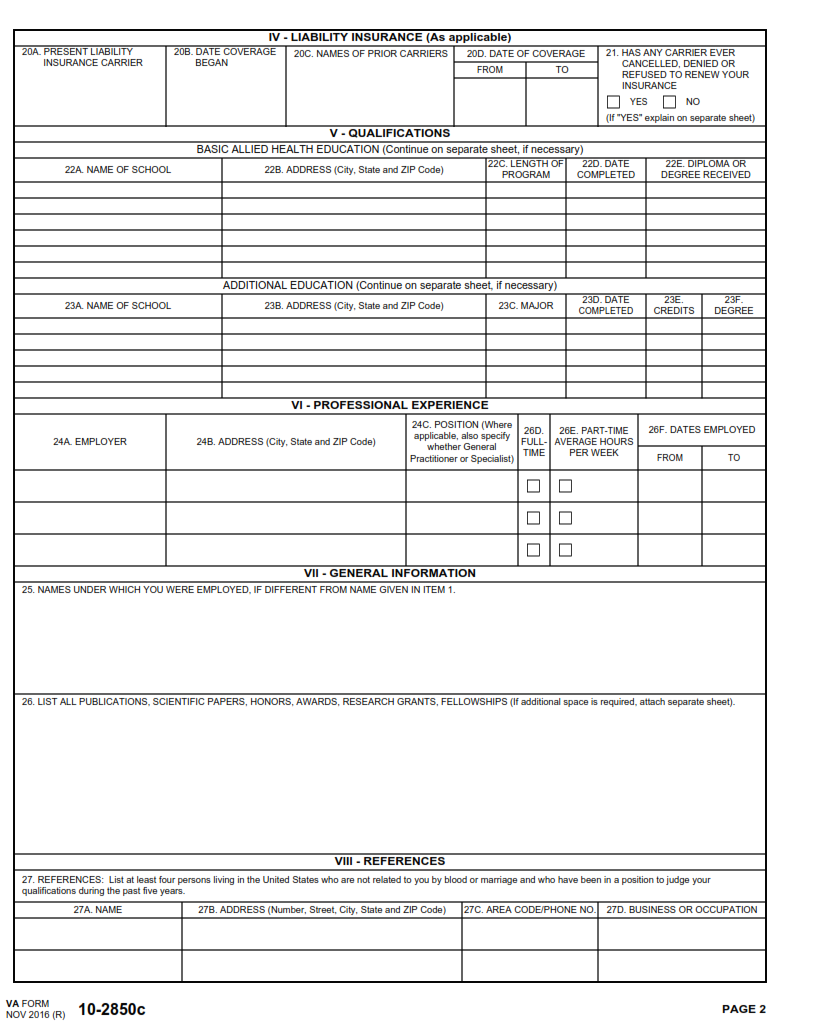 VA Form 10-2850C - Printable, Fillable in PDF Part 2